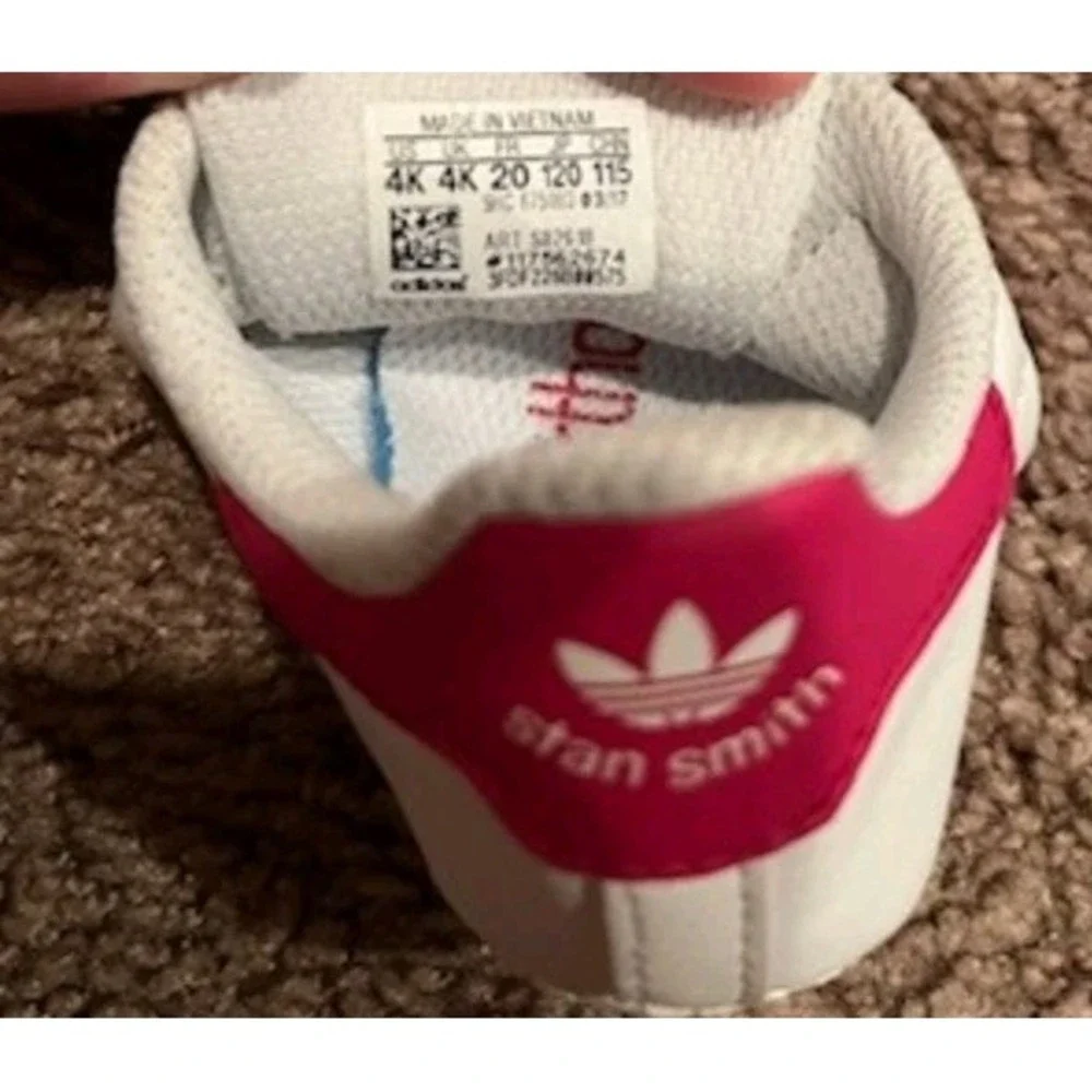 Adidas‎ Stan Smith Crib's Shoes White-White-Bold Pink s82618 4K